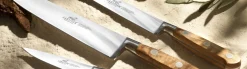 Couteau saumon SABATIER Provençao 100% forgé alvéolé 30cm manche olivier