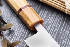 Couteau sujihiki 27cm japonais artisanal Yuzo SLD olivier et sequoia