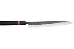 Couteau sujihiki 24cm japonais artisanal Yuzo Black SLD ébène et cognassier
