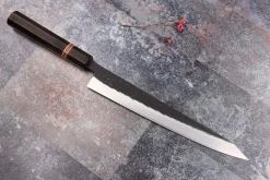 Couteau sujihiki 24cm japonais artisanal Yuzo Black SLD ébène et cognassier