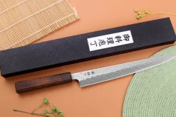Couteau sujihiki 24cm japonais artisanal Yuzo Enju Damas 440C