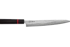 Couteau sujihiki 24cm japonais artisanal Wusaki Nawame AUS10 damas