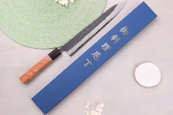 Couteau sujihiki 24cm japonais artisanal Masashi Yamamoto BS1 Black Nashiji