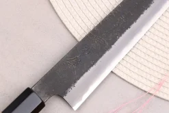 Couteau sujihiki 27cm japonais artisanal Hinoura Mutsumi Ajikataya Black Nashiji