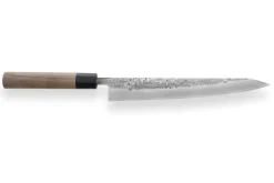 Couteau sujihiki japonais artisanal Wusaki Nakata BS2 24cm manche en noyer