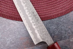 Couteau sujihiki japonais artisanal Tsunehisa Aogami Super martelé 27cm