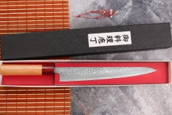 Couteau sujihiki japonais artisanal Tsunehisa Aogami Super martelé 24cm