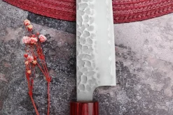 Couteau sujihiki japonais artisanal Tsunehisa Aogami Super martelé 24cm