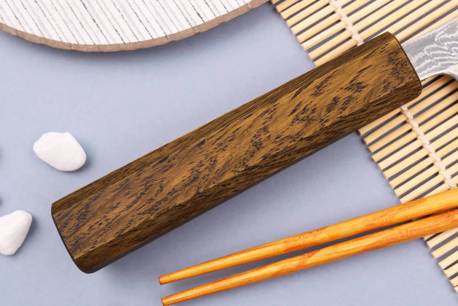 Couteau sujihiki japonais artisanal Wusaki Unagi AUS10 damas 24cm manche chêne