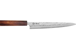Couteau sujihiki japonais artisanal Wusaki Yoshi G3 chêne 24cm