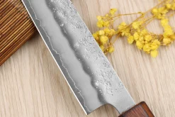 Couteau sujihiki japonais artisanal Wusaki Yoshi G3 chêne 24cm
