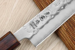 Couteau sujihiki japonais artisanal Wusaki Yoshi G3 chêne 24cm