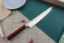 Couteau Sujihiki japonais artisanal Kei Kobayashi SG2 Heptagone 27cm