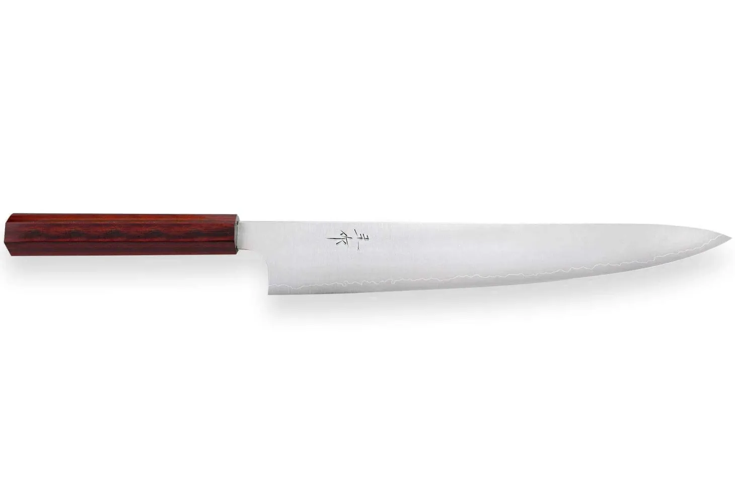 Couteau Sujihiki japonais artisanal Kei Kobayashi SG2 Heptagone 27cm
