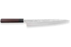 Couteau sujihiki japonais artisanal martelé Yu Kurosaki Shizuku 27cm acier SG2