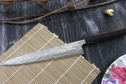 Couteau sujihiki japonais artisanal Takeshi Saji R2 Damas 24cm