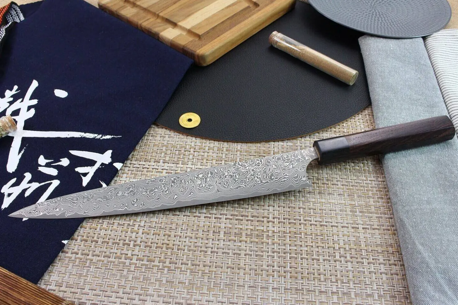 Couteau sujihiki japonais artisanal Masakage Kumo 27cm damas 63 couches