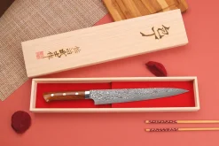 Couteau sujihiki japonais Takeshi Saji R2 Damas Mosaïque 24cm