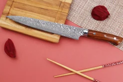 Couteau sujihiki japonais Takeshi Saji R2 Damas Mosaïque 24cm
