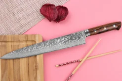 Couteau sujihiki japonais Takeshi Saji R2 Damas Mosaïque 27cm