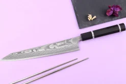 Couteau sujihiki kiritsuke 24cm japonais artisanal Yuzo Kanko Damas SG2