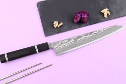 Couteau sujihiki kiritsuke 24cm japonais artisanal Yuzo Kanko Damas SG2