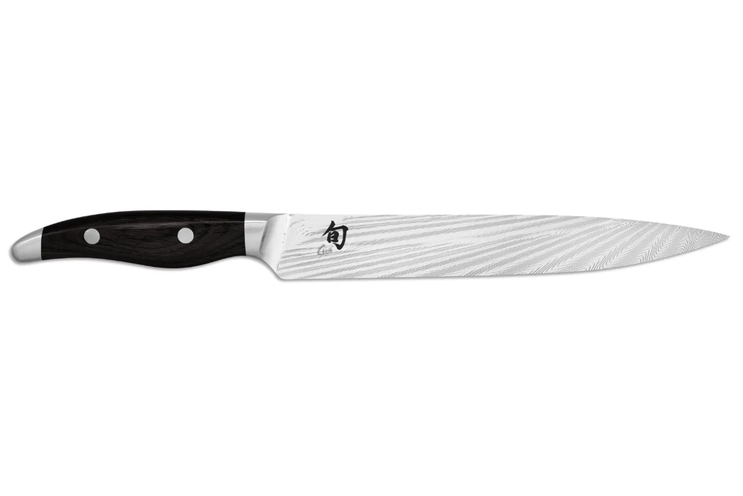 Couteau à trancher japonais KAI Shun Nagare Black lame damas 72 couches Dual Core 23cm manche bombé