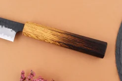 Couteau universel 15cm japonais artisanal Yuzo Black AS chêne brûlé