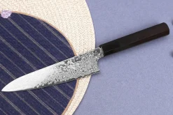 Couteau universel 15cm japonais artisanal Hatsukokoro Ginga ATS-34 Damas ébène