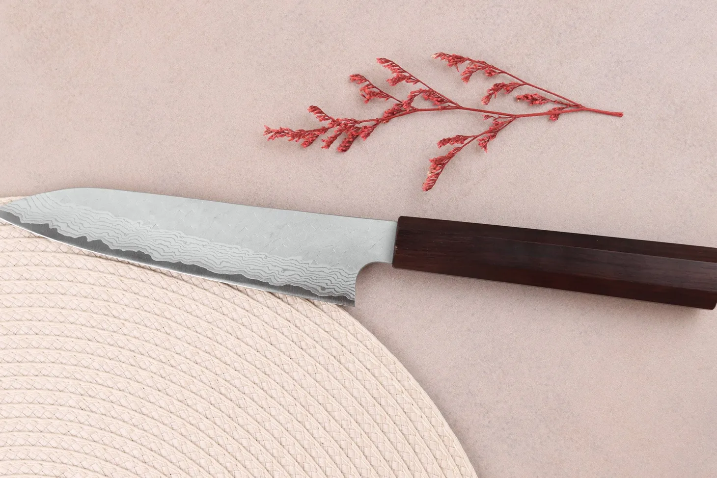 Couteau universel 15cm japonais artisanal Nigara Hamono Tsuchime VG10 damas