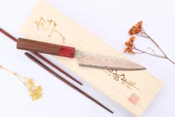 Couteau universel 13cm japonais artisanal Takeshi Saji VG10 Rainbow Nashiji
