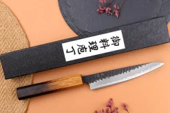 Couteau universel 13,5cm japonais artisanal Yuzo Black AS chêne brûlé