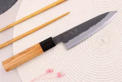 Couteau universel 13,5cm japonais artisanal Hinoura Mutsumi Ajikataya Black Nashiji