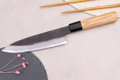 Couteau universel 15cm japonais artisanal Hinoura Mutsumi Ajikataya Black Nashiji