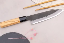 Couteau universel 15cm japonais artisanal Hinoura Mutsumi Ajikataya Black Nashiji