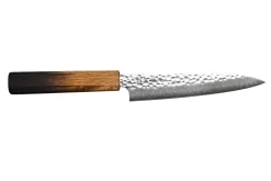 Couteau universel 15cm japonais artisanal Wusaki Yaketa VG10 damas chêne brûlé