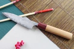 Couteau universel japonais artisanal Yoshimi Kato 12cm VG10 Nickel Damascus cerisier