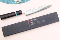 Couteau universel japonais artisanal Yu Kurosaki Fujin 15cm SG2 turquoise