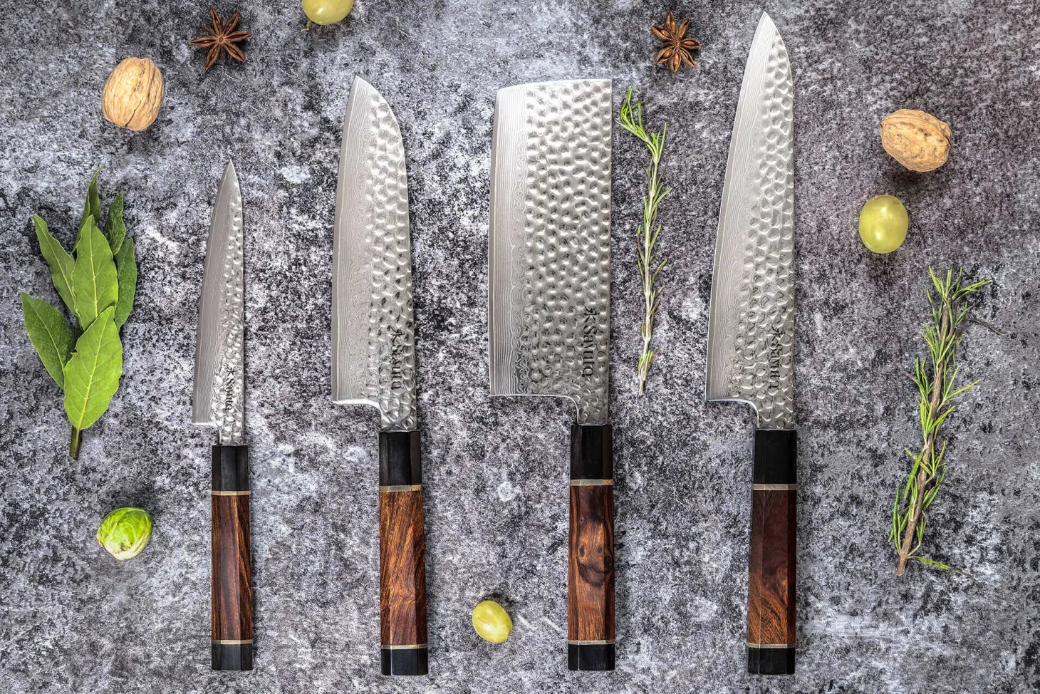 Couteau universel Sayuto Desert Damas martelé 15cm