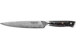 Couteau universel Wusaki Sakin Damas 10Cr 15cm manche en fibre de carbone et feuille d'or