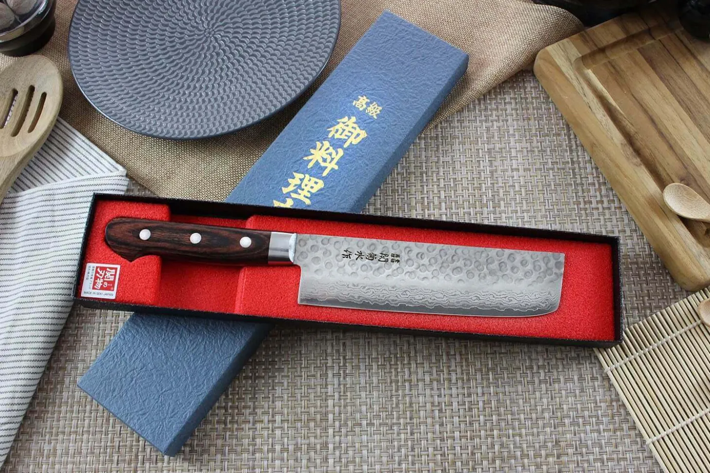 Couteau usuba japonais Kikusui Tsuchime damas 33 couches 17cm