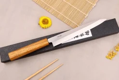 Couteau yanagiba 21cm artisanal japonais Tsunehisa AUS-8 manche en chêne