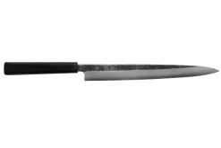 Couteau yanagiba 29cm japonais artisanal Hatsukokoro Shirasagi manche en ébène