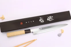 Couteau yanagiba 24cm japonais artisanal Nakamura Kaishin Ginsan Mirror