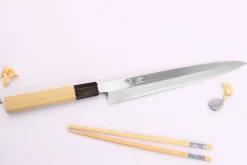 Couteau yanagiba 24cm japonais artisanal Nakamura Kaishin Ginsan Mirror