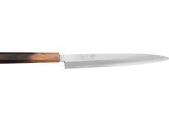 Couteau yanagiba 27cm japonais artisanal Nakamura Kaishin Saku WS2 en chêne
