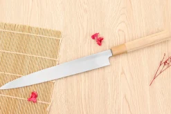 Couteau yanagiba 27cm japonais artisanal Nakamura Kaishin Saku WS2 en magnolia