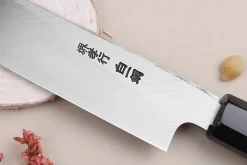 Couteau yanagiba japonais artisanal 27cm Sakai Takayuki Byakko manche en ébène + étui