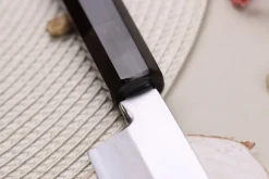 Couteau yanagiba japonais artisanal 33cm Sakai Takayuki Byakko manche en ébène + étui