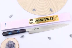 Couteau yanagiba japonais 27cm Sakai Takayuki Nanairo manche en résine laqué bleu